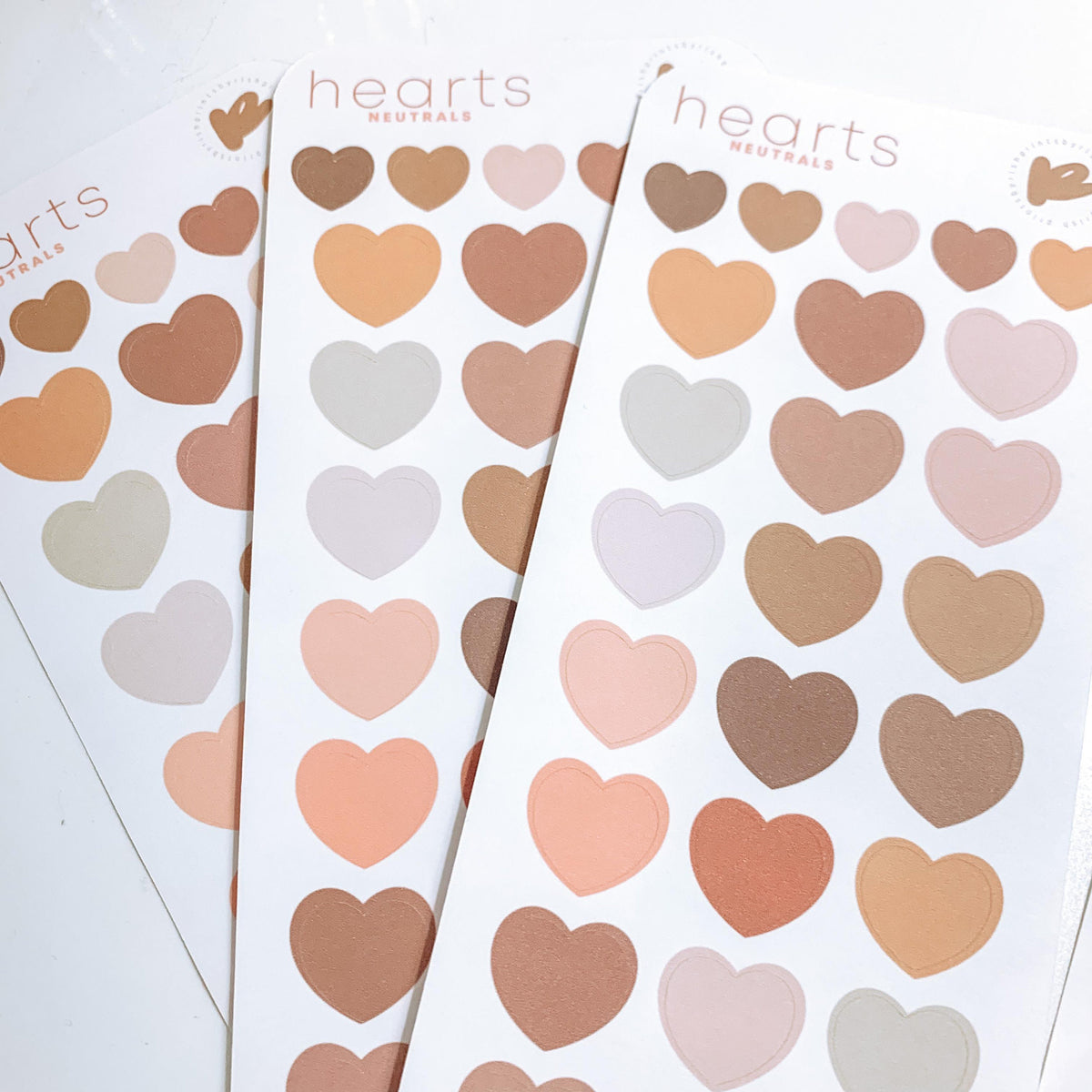 Cute Hearts Sticker Sheet - NEUTRALS