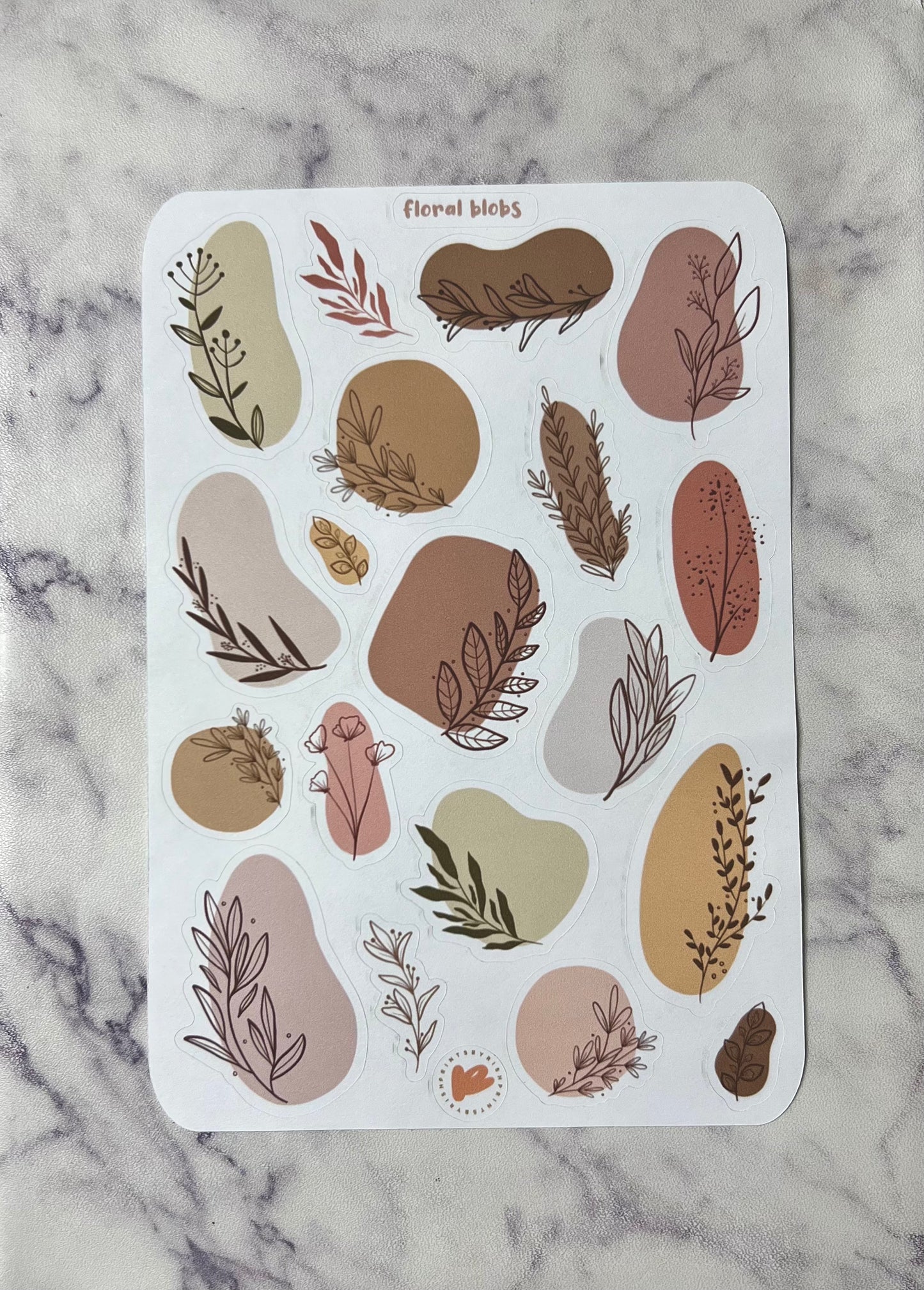 Floral Lil' Blobs Sticker Sheet - NEUTRALS