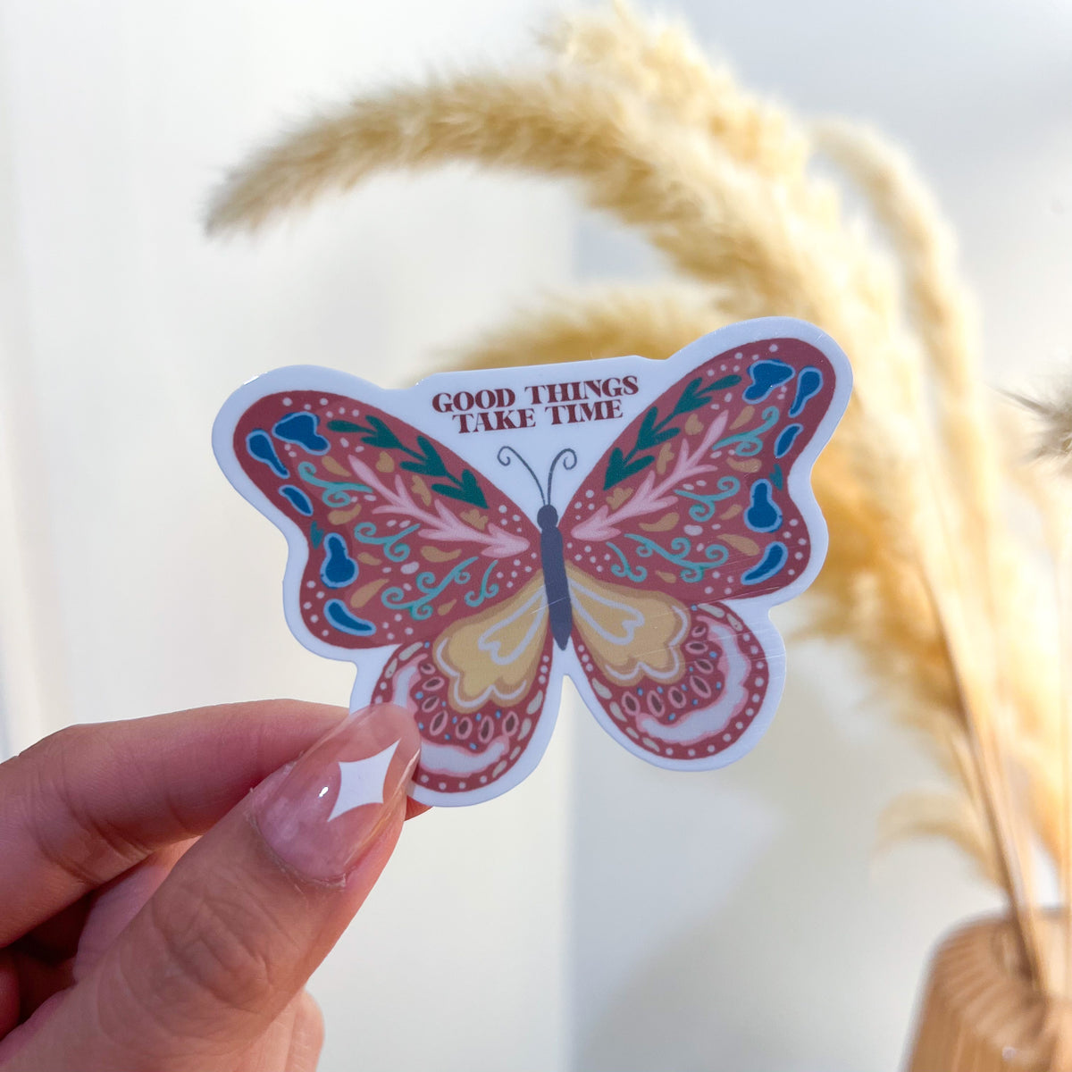 Good Things Take Time Butterfly Vinyl Sticker