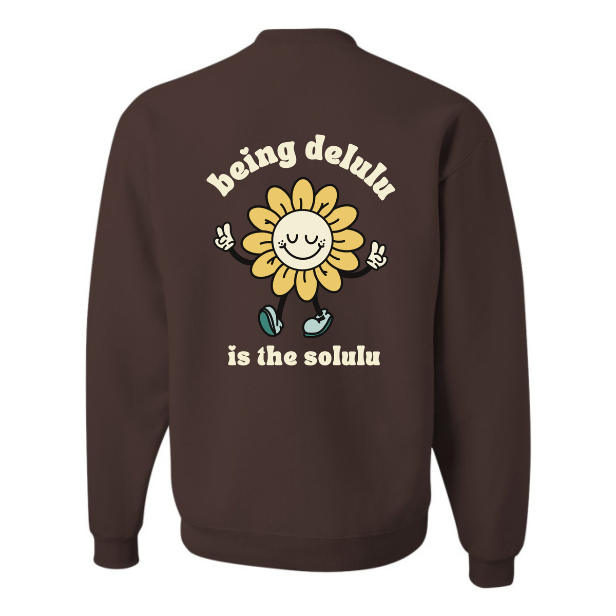 Delulu Crewneck in Chocolate