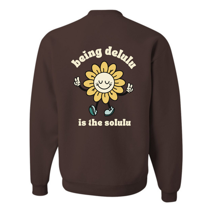 Delulu Crewneck in Chocolate
