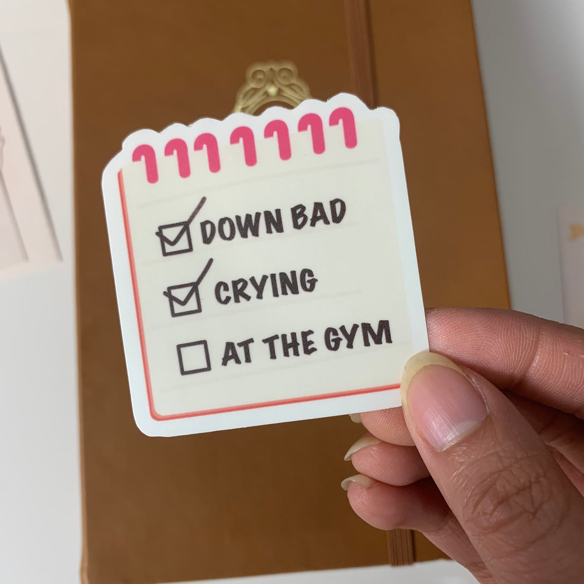 Down Bad Crying at the Gym Vinyl Sticker