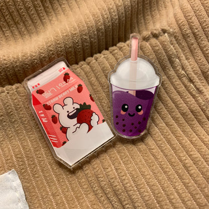 Strawberry Milk Acrylic Pin