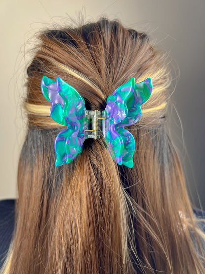 Mini Butterfly Hair Claw in Emerald