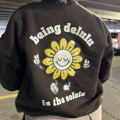Delulu Crewneck in Chocolate