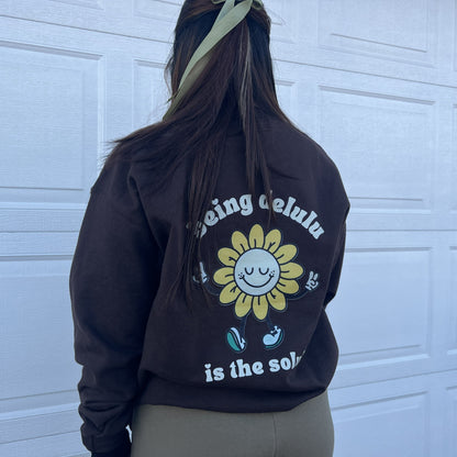 Delulu Crewneck in Chocolate