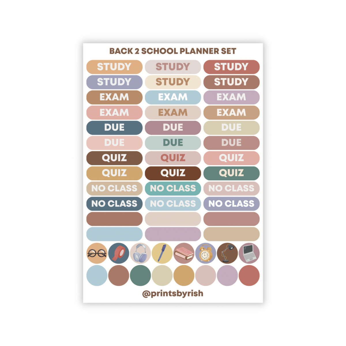 Back 2 School Planner Set Sticker Sheet