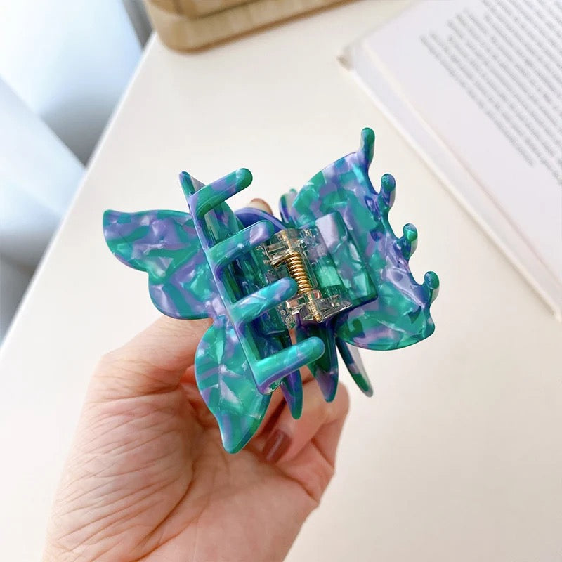 Mini Butterfly Hair Claw in Emerald