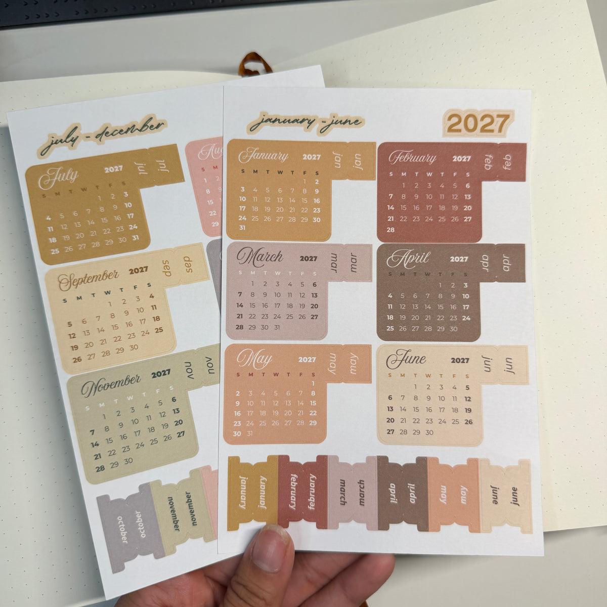 2026 Mini Full Calendar Stickers w/ Tabs