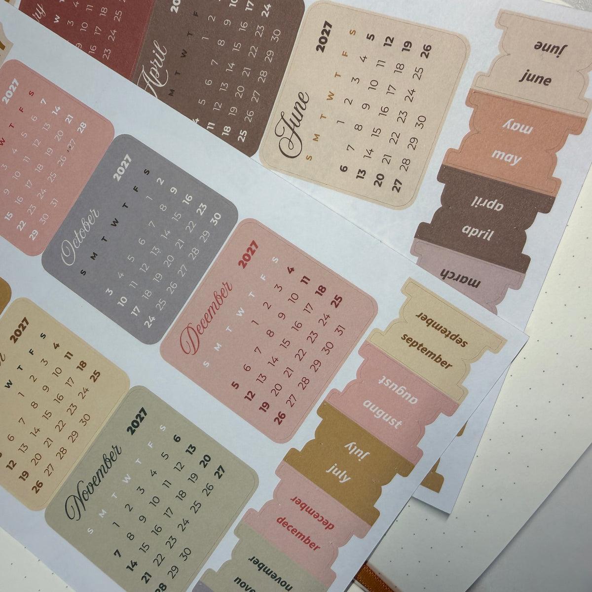 2026 Mini Full Calendar Stickers