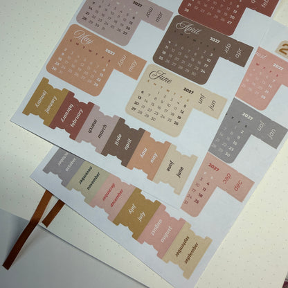 2026 Mini Full Calendar Stickers w/ Tabs
