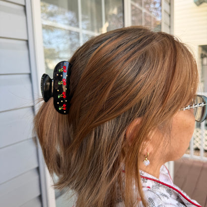 Cherry Small Hair Claw in Noir