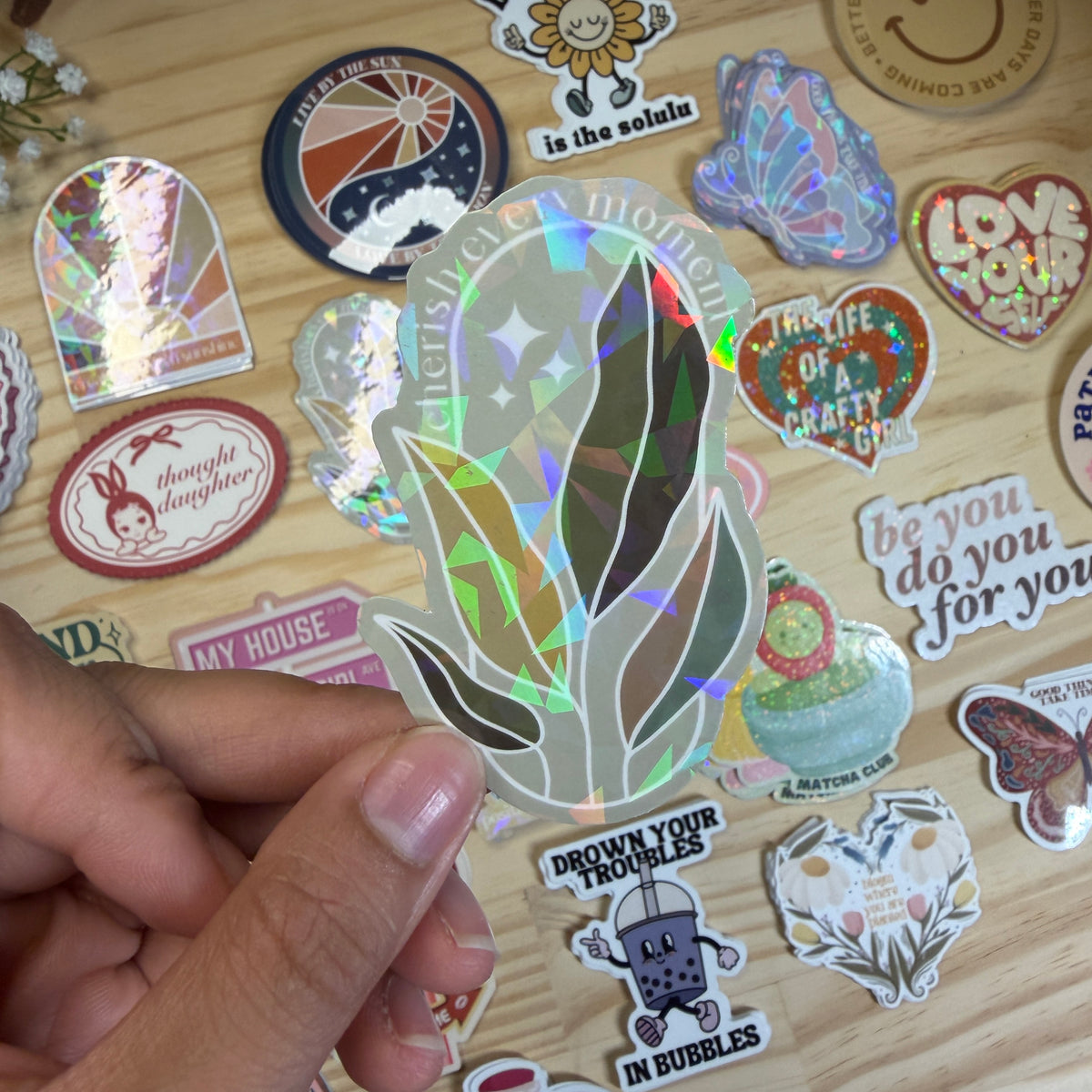 Cherish Every Moment Plant Vinyl Sticker