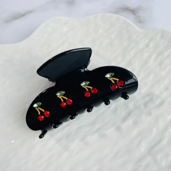 Cherry Small Hair Claw in Noir