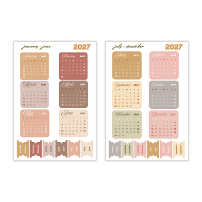 2026 Mini Full Calendar Stickers