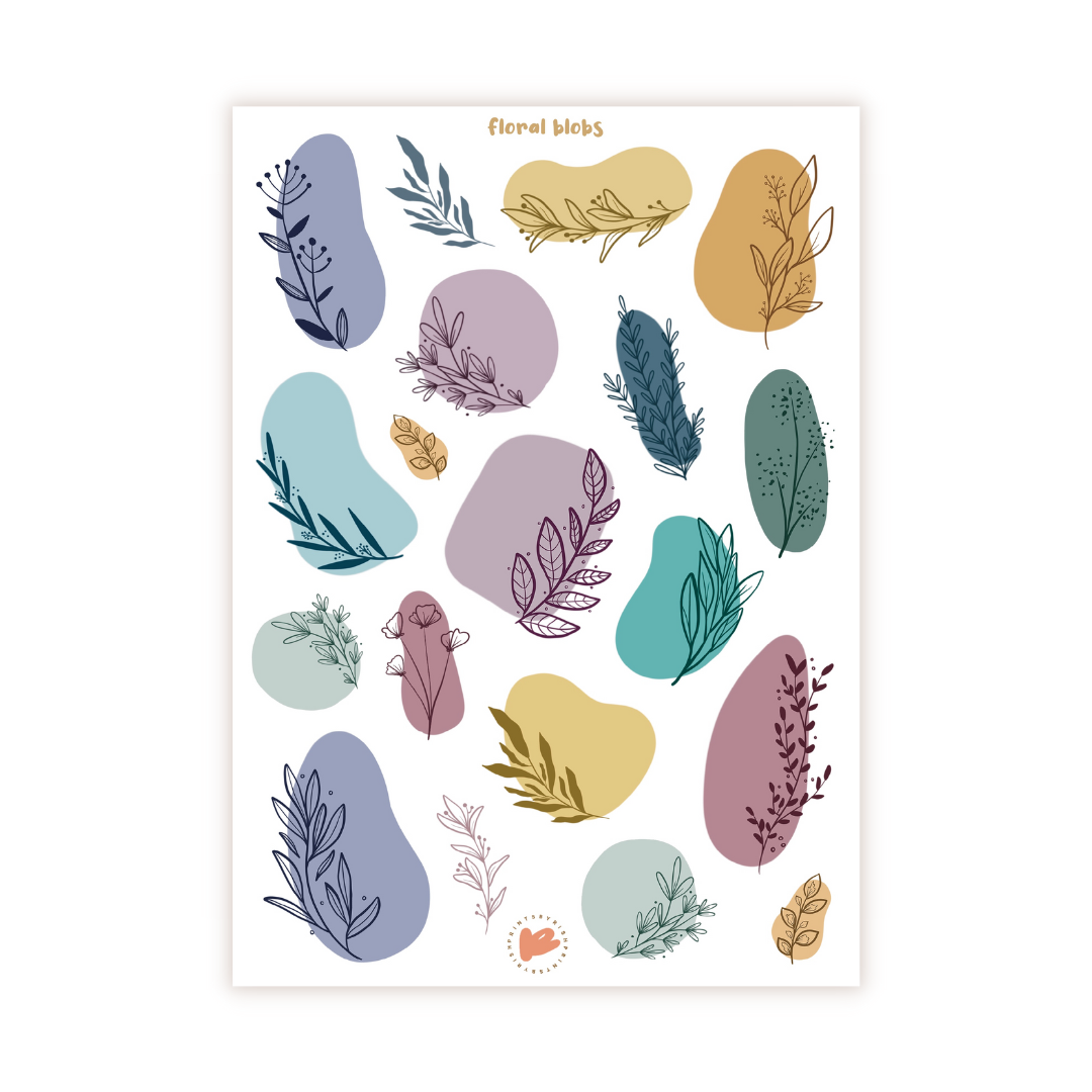 Floral Lil' Blobs Sticker Sheet - PASTELS