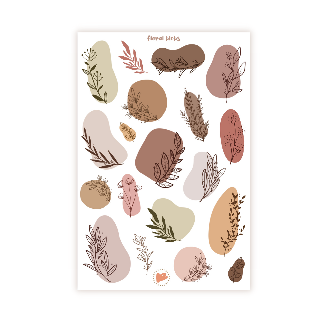 Floral Lil' Blobs Sticker Sheet - NEUTRALS