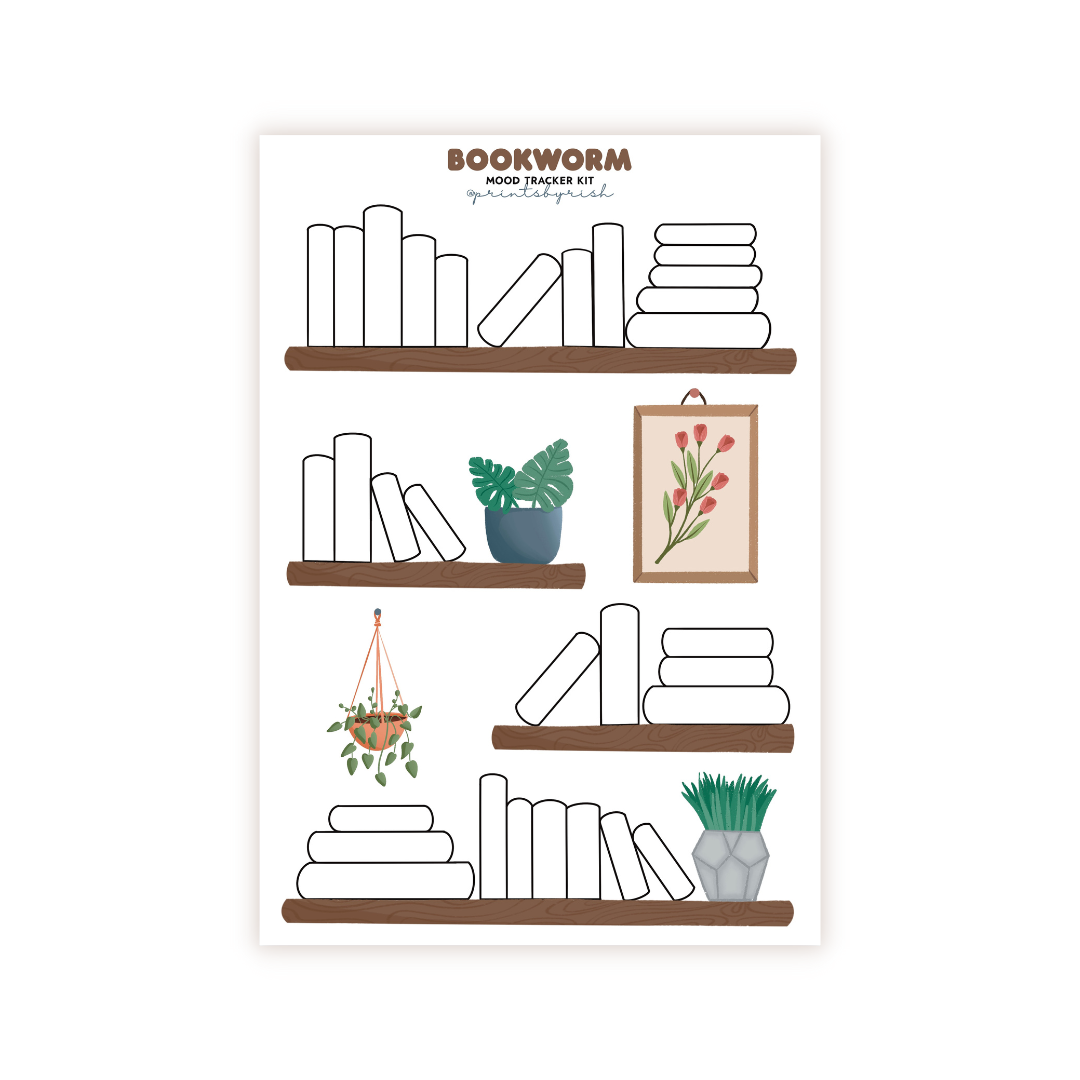 Bookworm Mood Tracker Kit Sticker Sheet