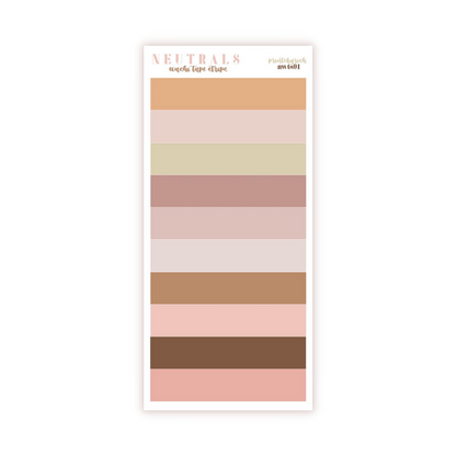 Washi Tape Strips Sticker Sheet - NEUTRALS