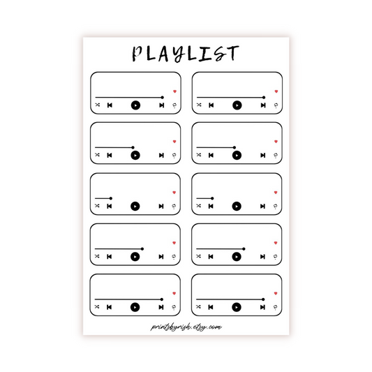 Playlist Sticker Sheet - BLACK