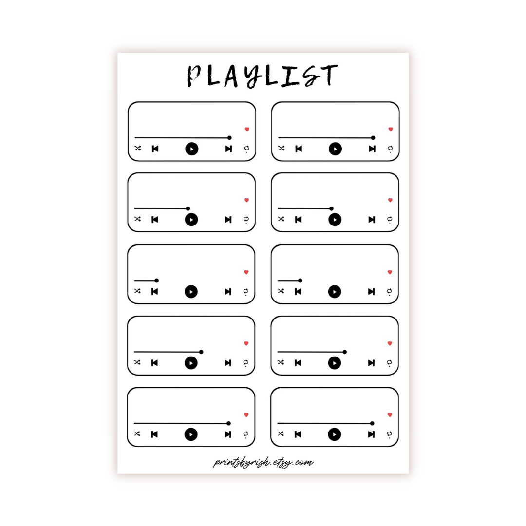 Playlist Sticker Sheet - BLACK