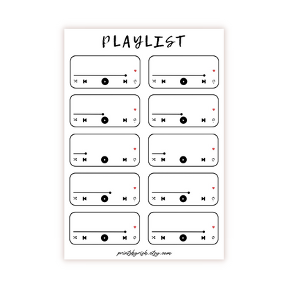 Playlist Sticker Sheet - BLACK