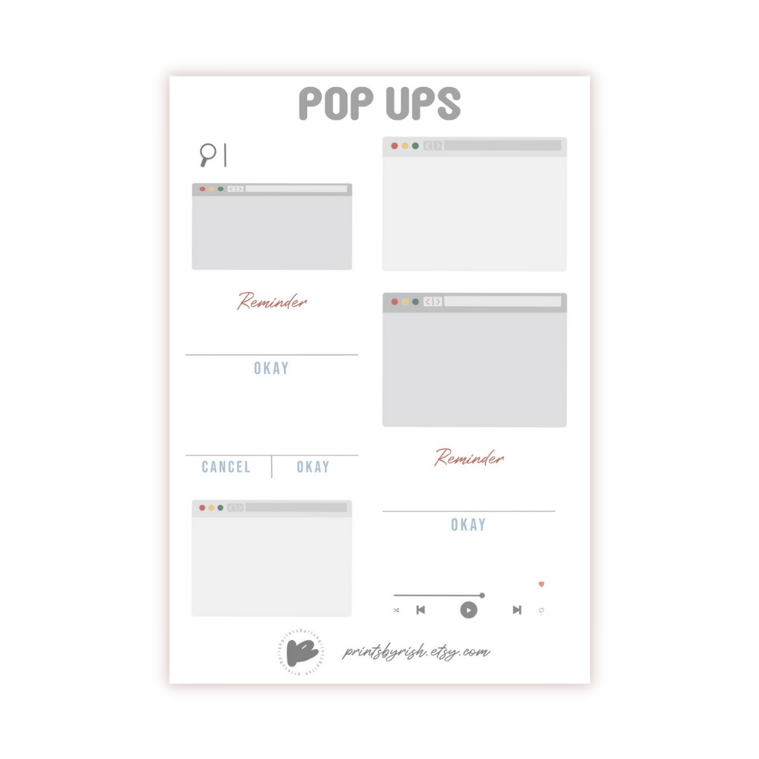 Pop Ups Stickers Sheet