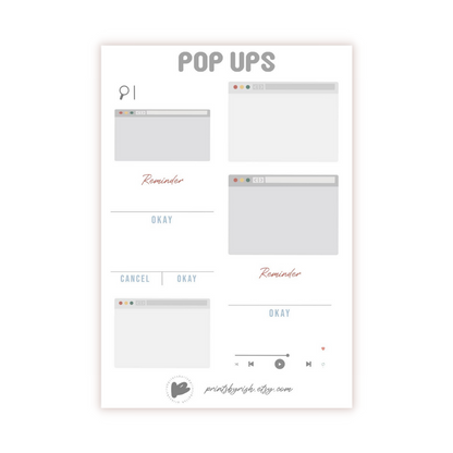 Pop Ups Stickers Sheet