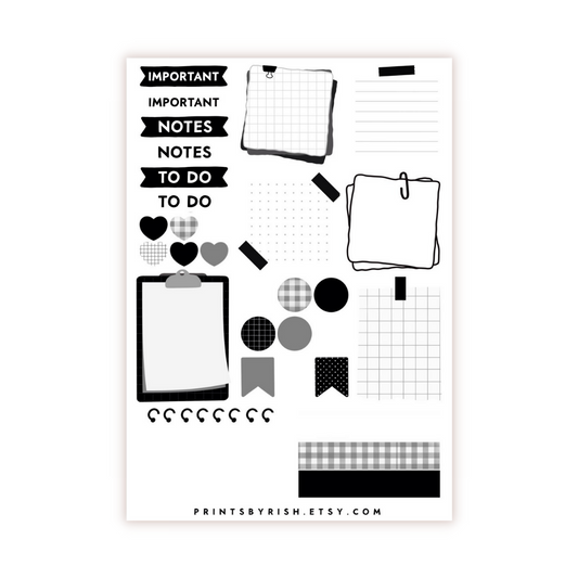 Sticky Notes Sticker Sheet - BLACK