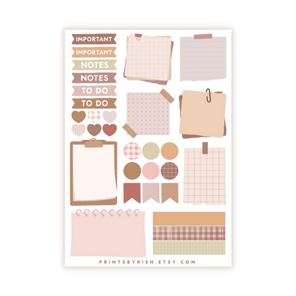 Sticky Notes Sticker Sheet - NEUTRALS