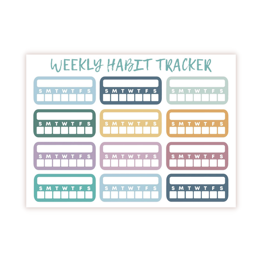 Weekly Habit Tracker Sticker Sheet - PASTELS