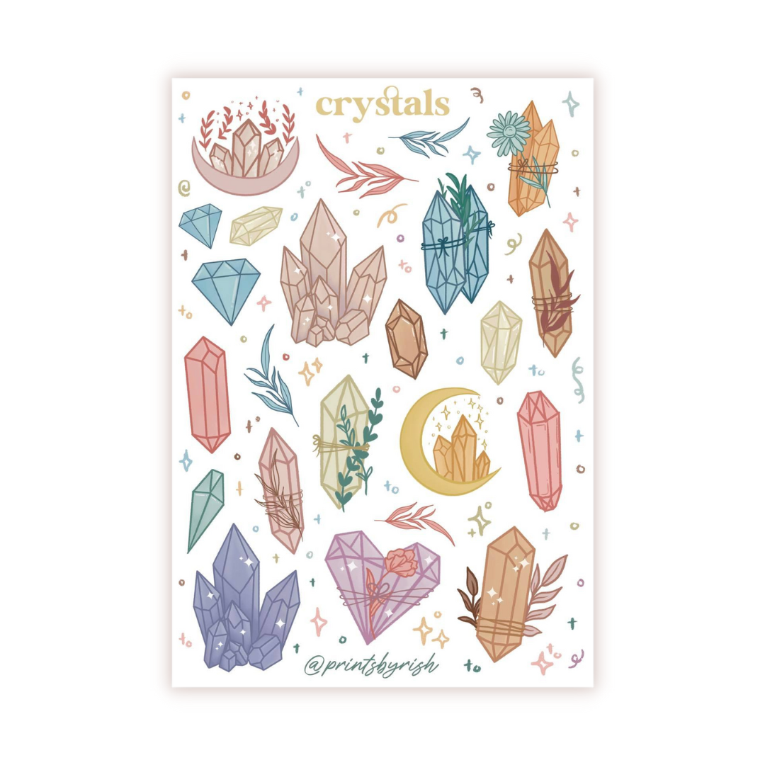 Crystals Sticker Sheet - Coloured