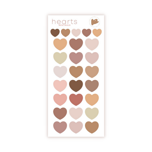 Cute Hearts Sticker Sheet - NEUTRALS