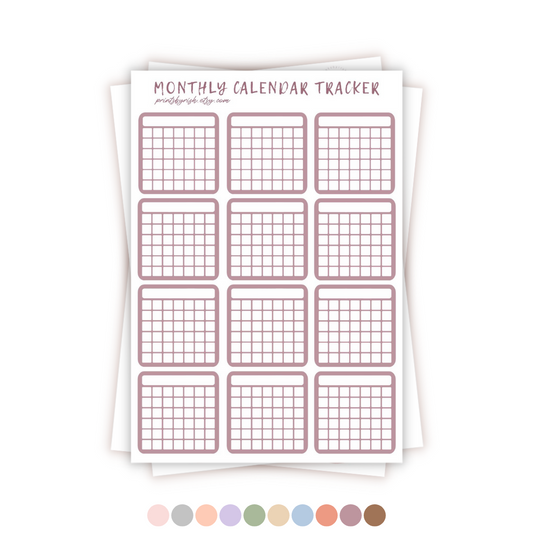Monthly Calendar Tracker Sticker Sheet