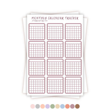 Monthly Calendar Tracker Sticker Sheet