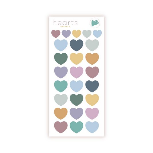 Cute Hearts Sticker Sheet - PASTELS