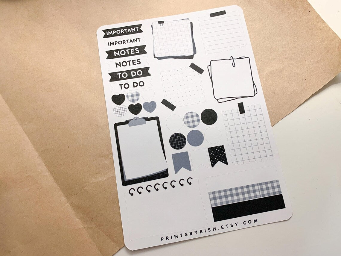 Sticky Notes Sticker Sheet - BLACK