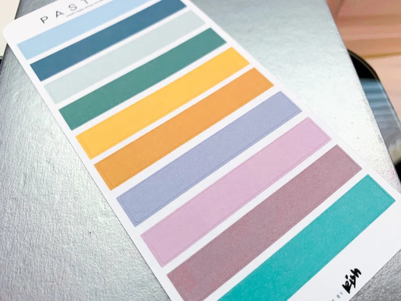 Washi Tape Strips Sticker Sheet - PASTELS