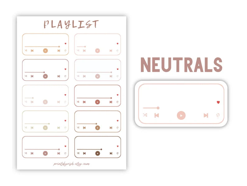 Playlist Sticker Sheet - NEUTRALS