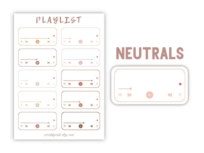 Playlist Sticker Sheet - NEUTRALS