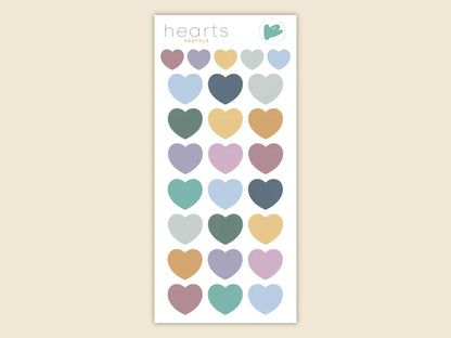 Cute Hearts Sticker Sheet - PASTELS