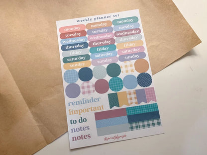 Weekly Planner Set Sticker Sheet - PASTELS