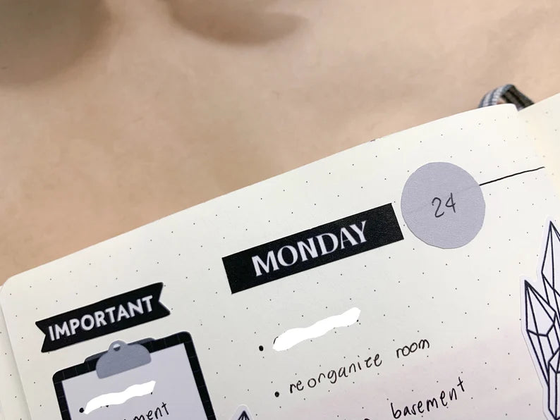 Weekly Planner Set Sticker Sheet - BLACK