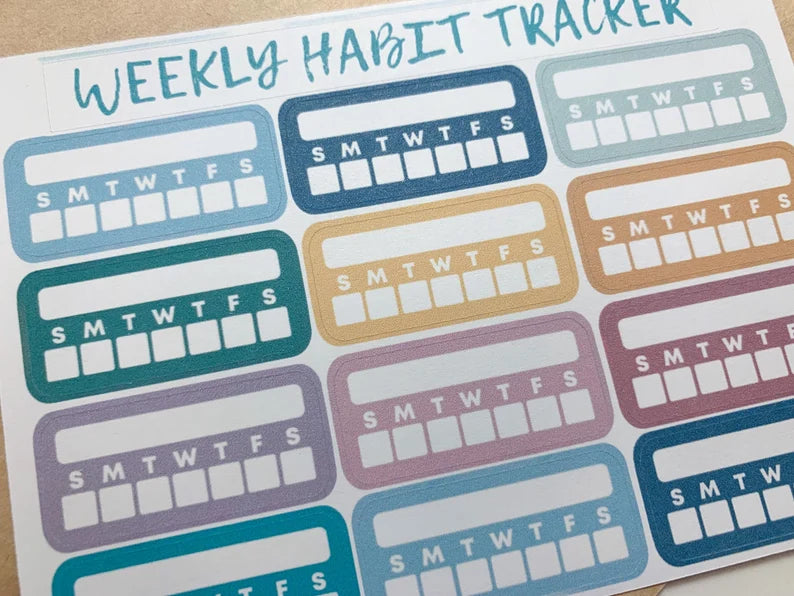 Weekly Habit Tracker Sticker Sheet - PASTELS