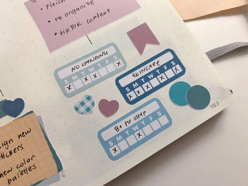 Weekly Habit Tracker Sticker Sheet - PASTELS