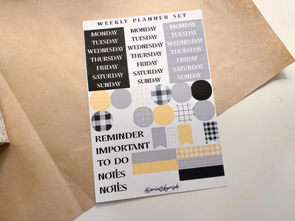 Weekly Planner Set Sticker Sheet - BLACK