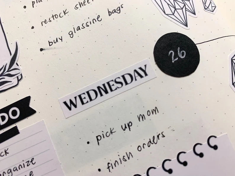 Weekly Planner Set Sticker Sheet - BLACK