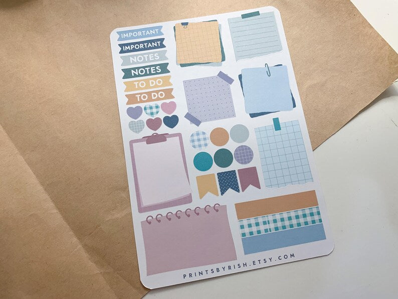Sticky Notes Sticker Sheet - PASTELS