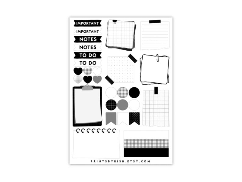 Sticky Notes Sticker Sheet - BLACK
