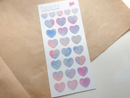Watercolors Hearts Sticker Sheet